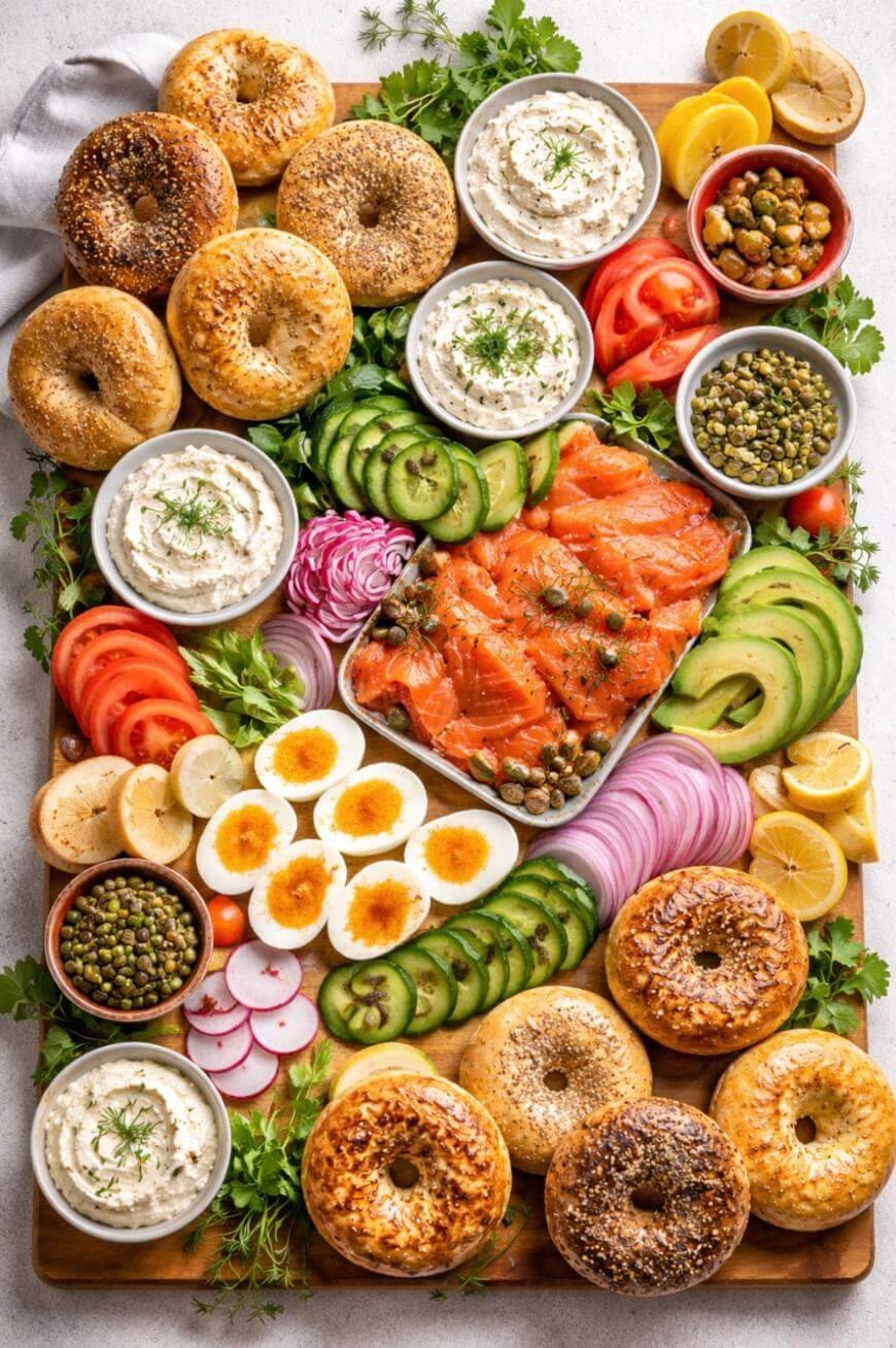 Food Brunch Bagels Salmon