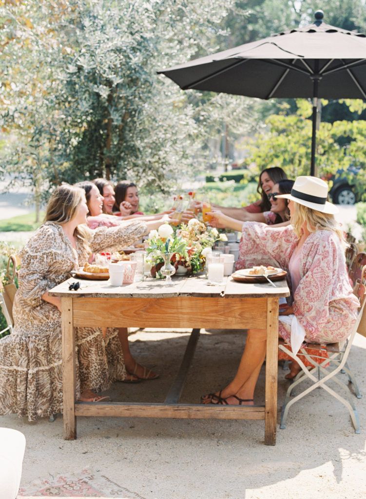 Sfeer Brunch Tafel Groep Parasol